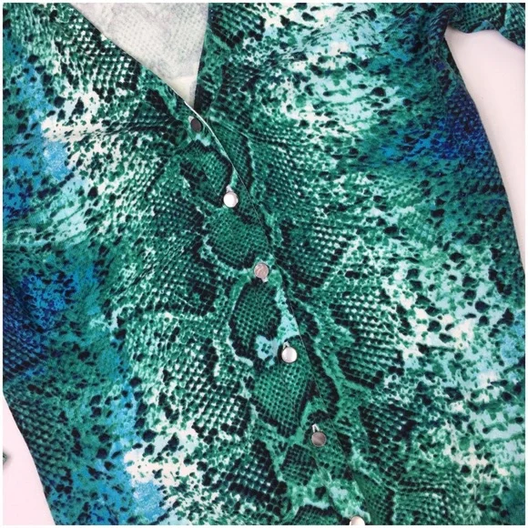 Aqua Python Print Sweater - Picture 2 of 6